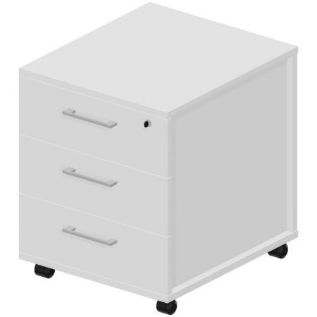 Тумба подкатная N/A/F/O OMP3BBLBL с центральным замком (белый, 460х530х570 мм, 3 ящика)